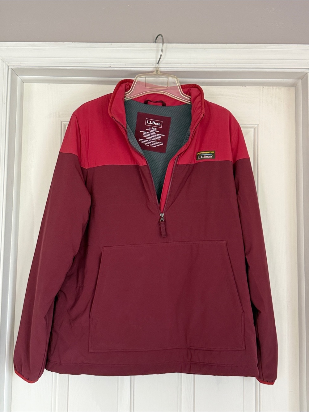 L.L. Bean Two-Tone Red Pullover Anorak Jacket